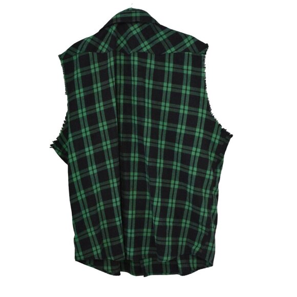 Men's Nutexrol Green Blue Plaid Flannel Sleeveless Big and Tall Size 3XL - Picture 2 of 6